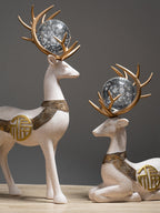 2Pcs White Modern Deer Resin Figurines for Home Décor - The Golden Theory
