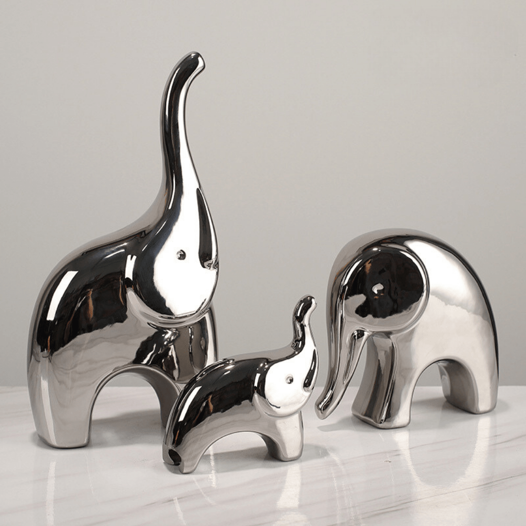 3 pcs Ceramic Cartoon Elephant for Living Room - The Golden Theory Main image