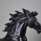 Glossy Black Rearing Horse Statue