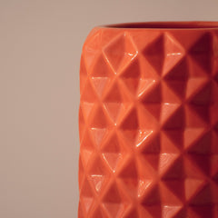 Orange Ceramic Cylindrical Shaped Flower Vase