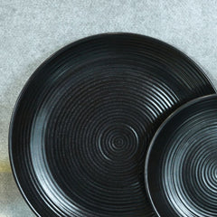 Black Monochrome Spiral Ceramic Dinner Set for 4 (Set of 12)