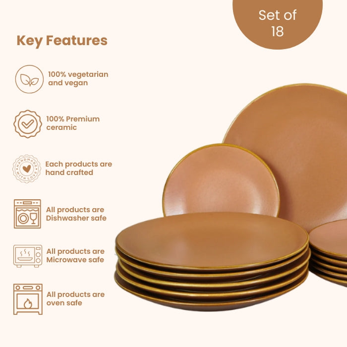 Rose Gold Ceramic Dinner Set (Set of 12)