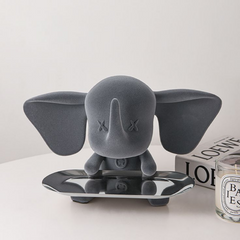 Grey Color Cute Elephant Statue with Tray