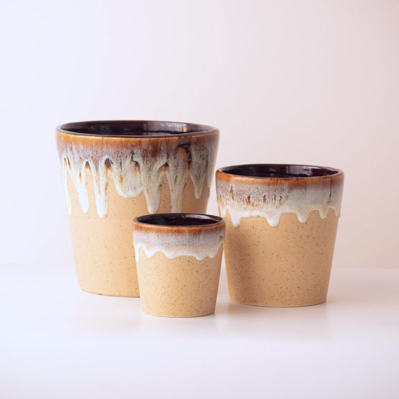 Beige Ceramic Flower Pots | Set of 3