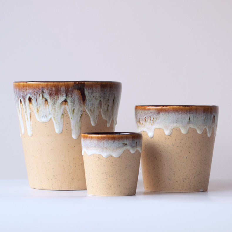 Beige Ceramic Flower Pots | Set of 3