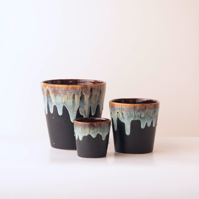 Grey Ceramic Flower Pots | Set of 3