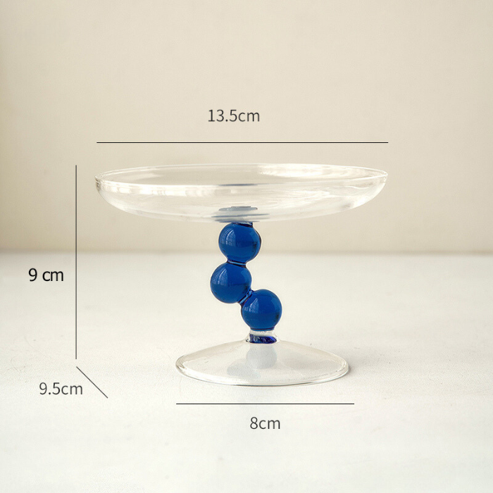 Glass Jewelry Holder with Blue Orb Stem