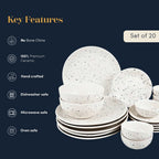 Speckled White Minimalist Ceramic Dinner Set of 20