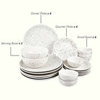 Speckled White Minimalist Ceramic Dinner Set of 20