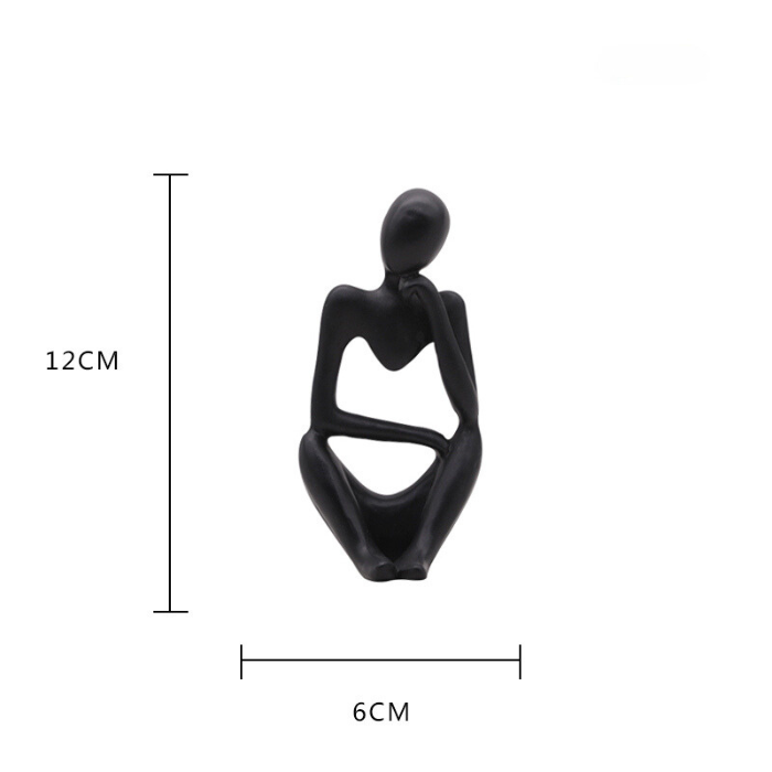 Black Abstract Thinker Sculpture - Unique Minimalist Design