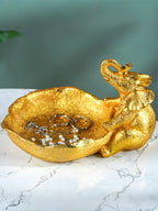 Gold Resin Elephant Trinket Bowl with Textured Finish