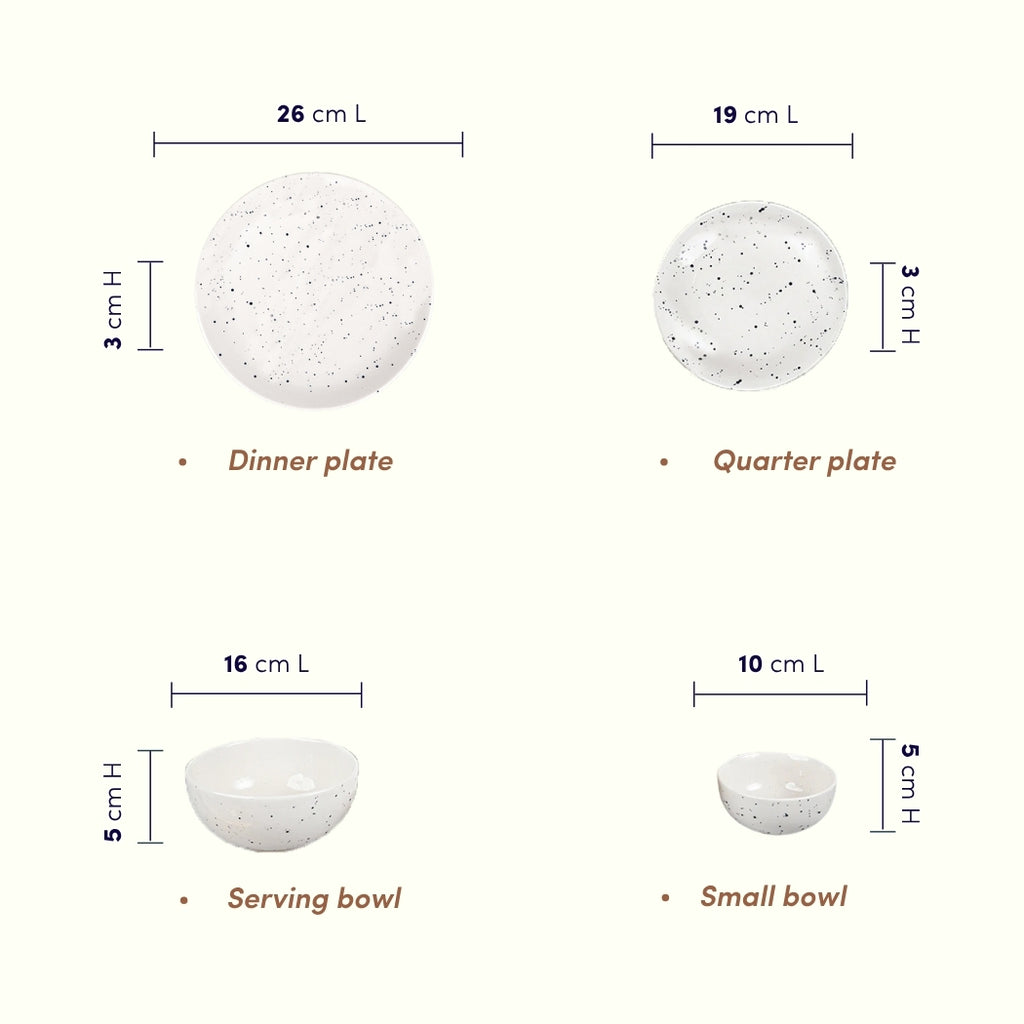 Speckled White Minimalist Ceramic Dinner Set of 20