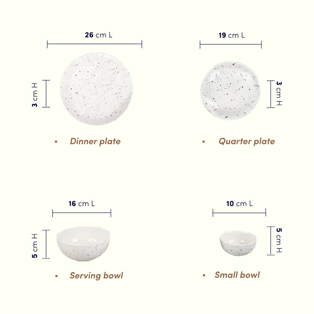Speckled White Minimalist Ceramic Dinner Set of 20