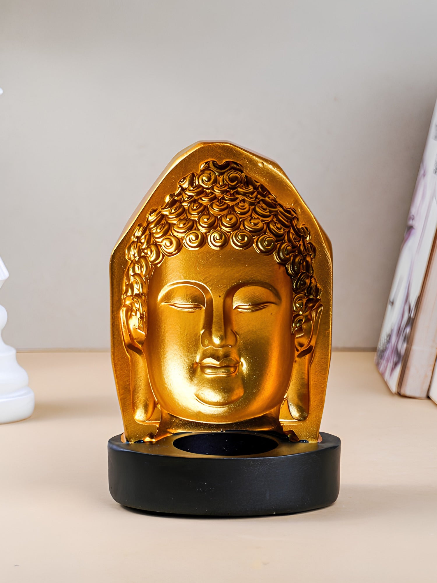 Golden Buddha Head Candle Holder Main image