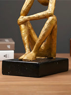 Gold Thinking Figure Sculpture - Unique Contemporary Decor