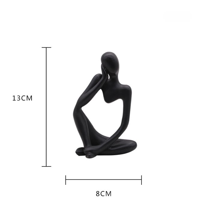 Black Abstract Thinker Sculpture with Modern Design