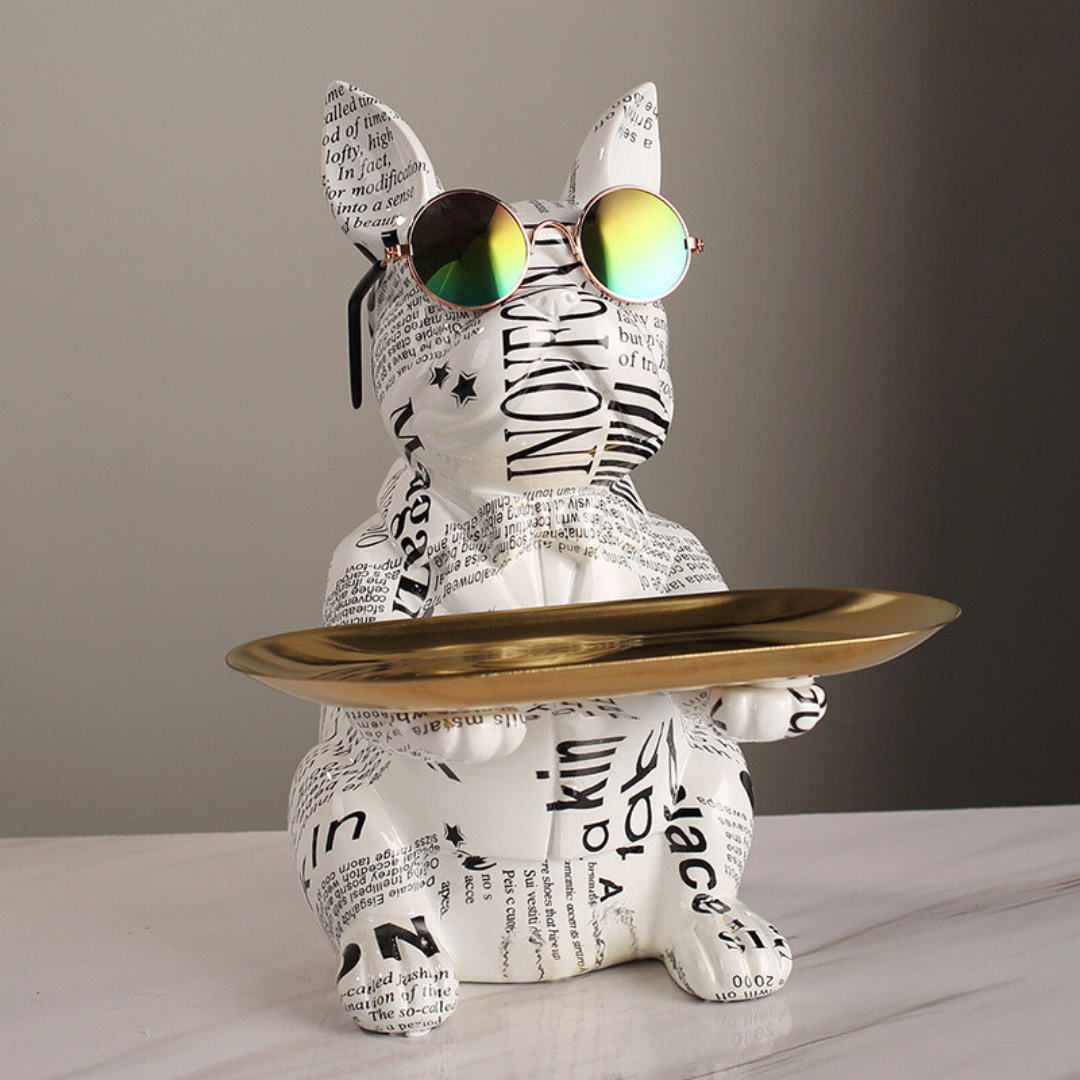 Bull Dog Statue Living Room Decor Table with Tray Main image