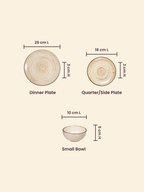 Cream Ceramic Spiral Dinner Set - Set of 18