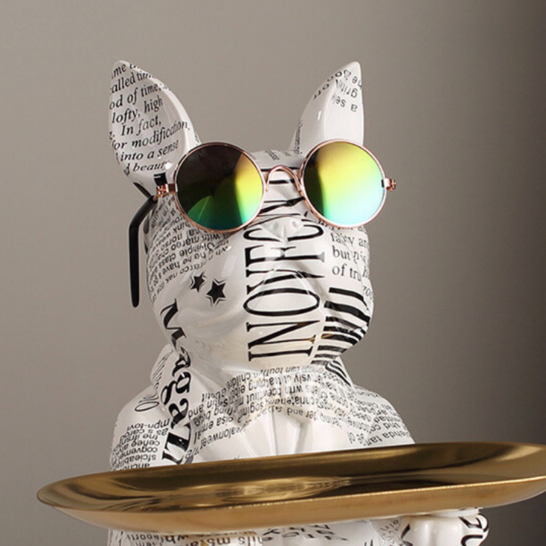 Bull Dog Statue Living Room Decor Table with Tray Secondary image