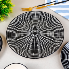 Black and White Grid Ceramic Dinnerware - Set of 3