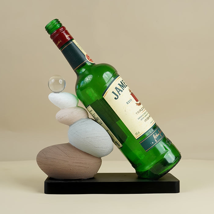Stacked Stone Wine Bottle Holder with Neutral Tones Main image