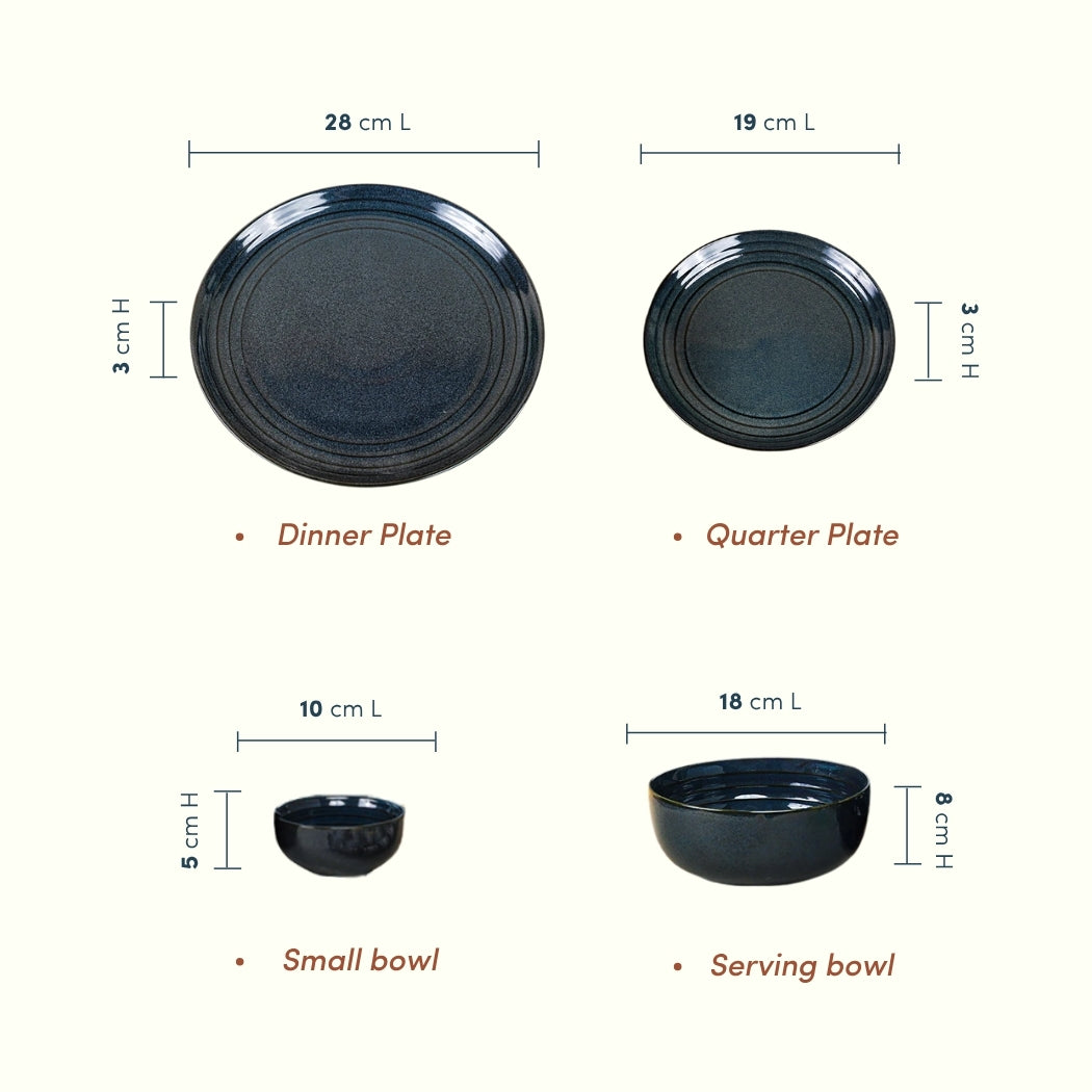 Deep Indigo Ceramic Dinner Set of 20
