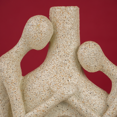 Beige Abstract Couple Sculpture Vase - Unique Hole Design