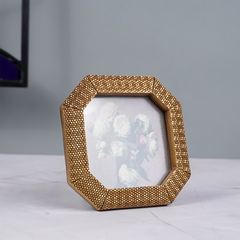 Gold Octagonal Photo Frame with Textured Detail