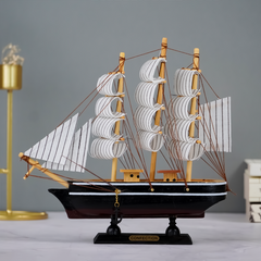 Black and White Model Ship Sculpture