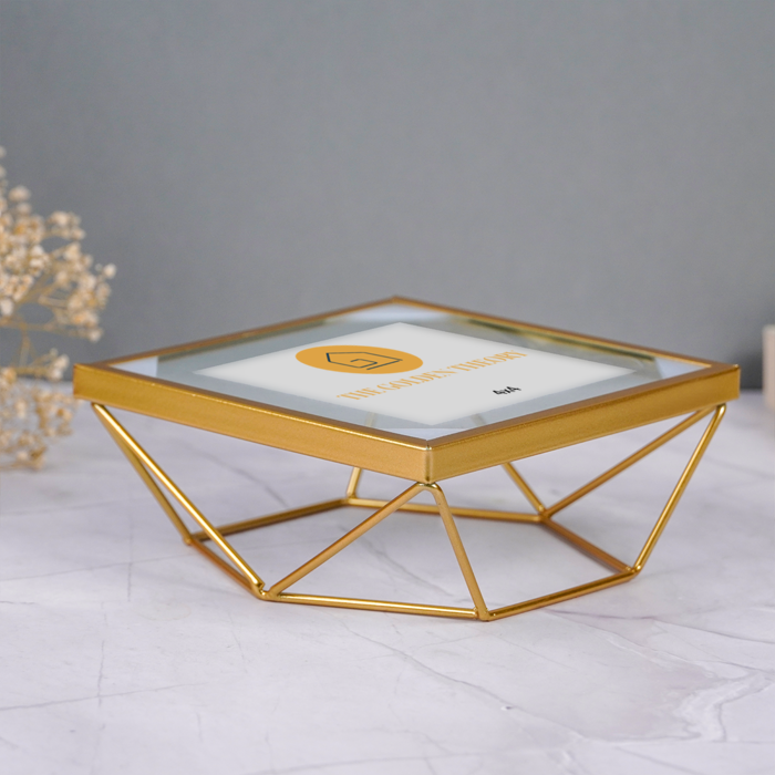 Gold Geometric Glass Photo Frame - Modern Design