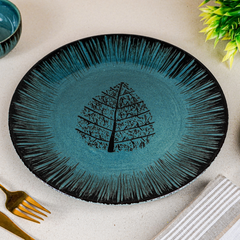 Ceramic Dinnerware Set with Black Tree Motif - Set of 3