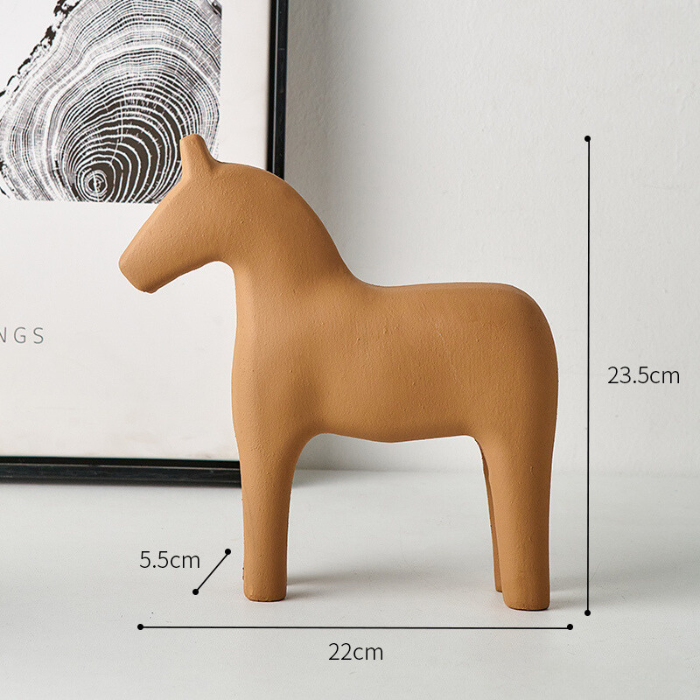 Minimalist Resin Horse Statue - Natural Finish