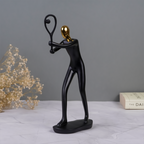 Black and Gold Tennis Player Sculpture - Modern Art Decor