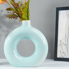 Pastel Blue Circular Vase with Open Center