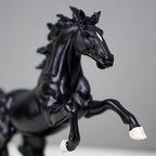 Glossy Black Rearing Horse Statue