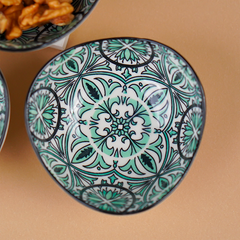 Green & White Fern Square Ceramic Bowls Set of 3