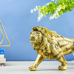 Gold Walking Lion Statue