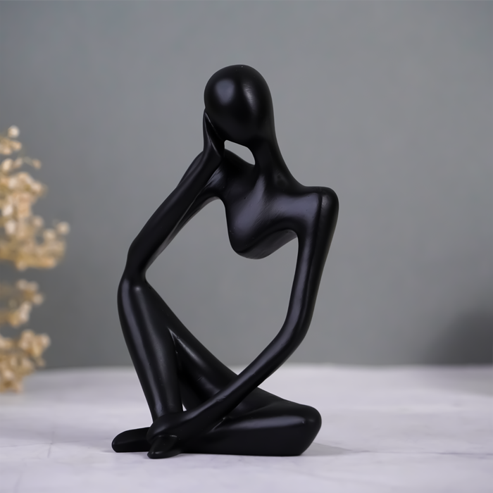 Black Abstract Thinker Sculpture with Modern Design