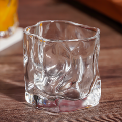 Irregular Wave Sculpted Clear Glasses Design - Set of 6