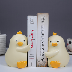 Yellow Ceramic Duck-Shaped Hugging Bookends