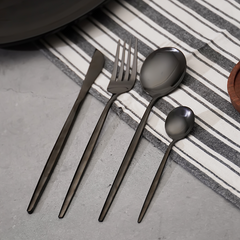 Matte Black Stainless Steel Cutlery Set of 4