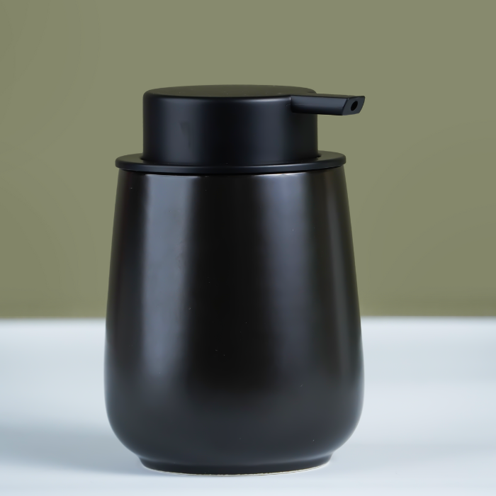 Sleek Black Soap Dispenser with Black Lid