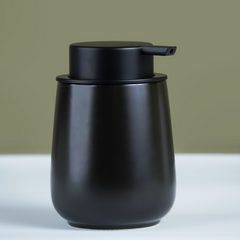 Sleek Black Soap Dispenser with Gold Lid