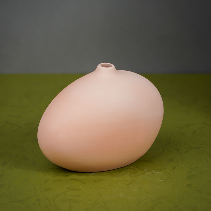 Matte Pink Pebble Vase with Organic Shape