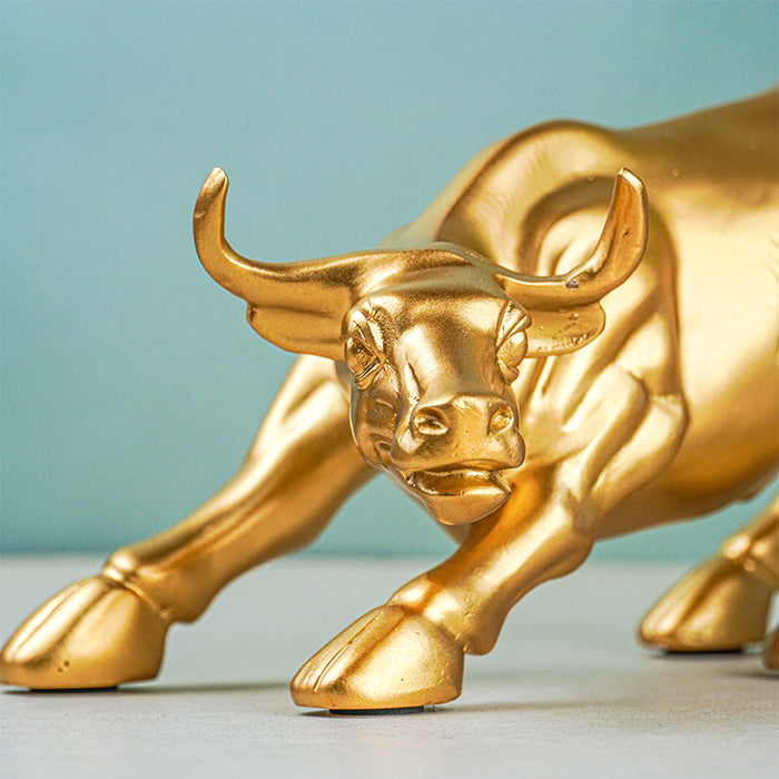 Gold Charging Bull Sculpture