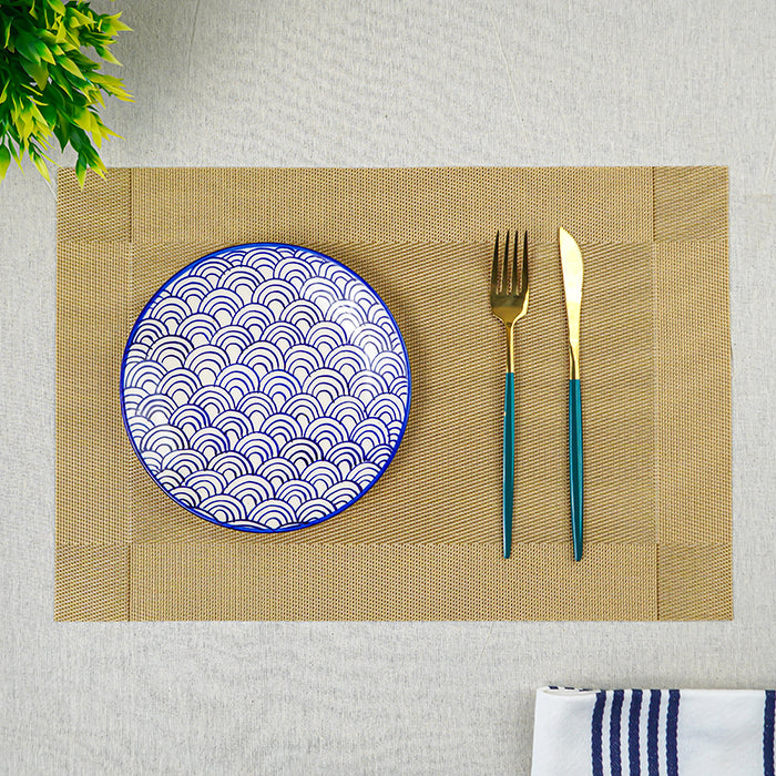 Gold Rectangular Table Mat with Textured Weave