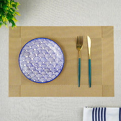 Gold Rectangular Table Mat with Textured Weave