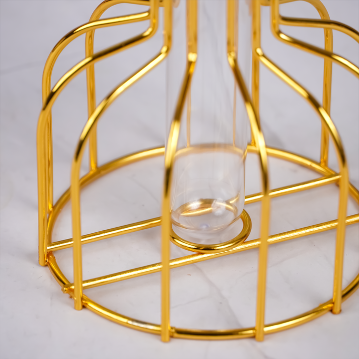 Gold Wire Frame Glass Vase - Geometric Design