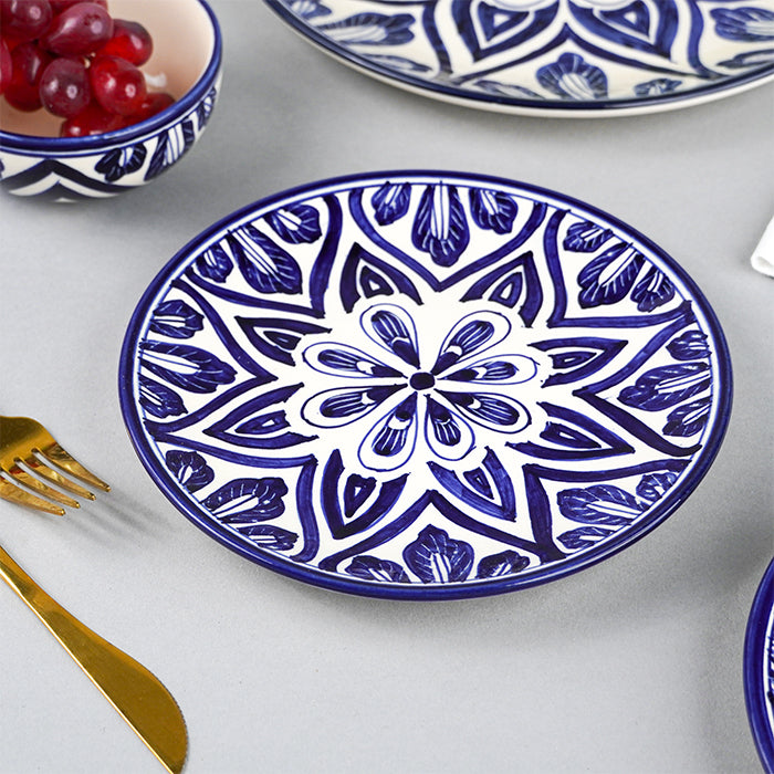 Blue Floral Mandala Design Dinnerware - Set of 18