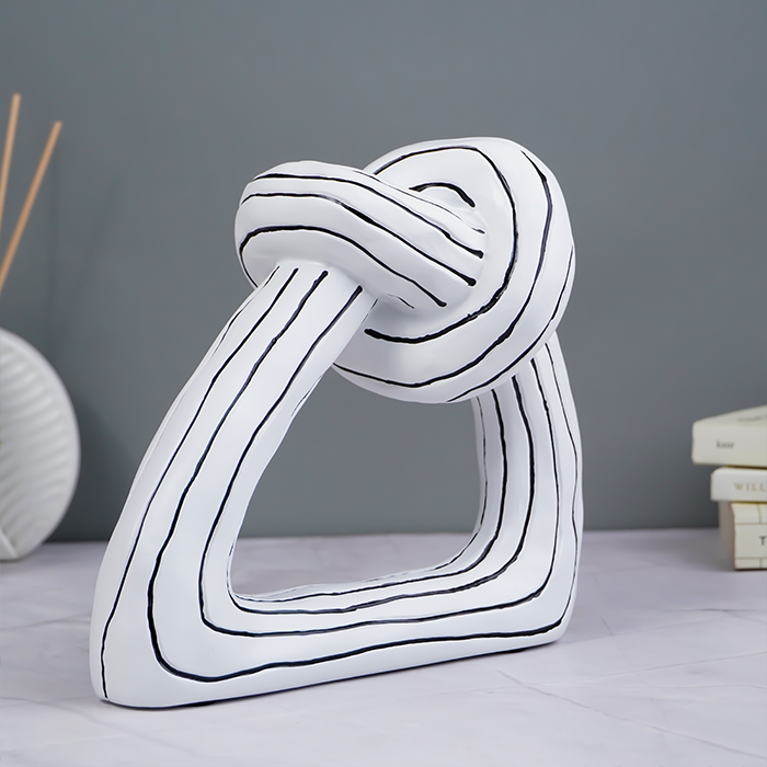 White and Black Striped Knot Sculpture